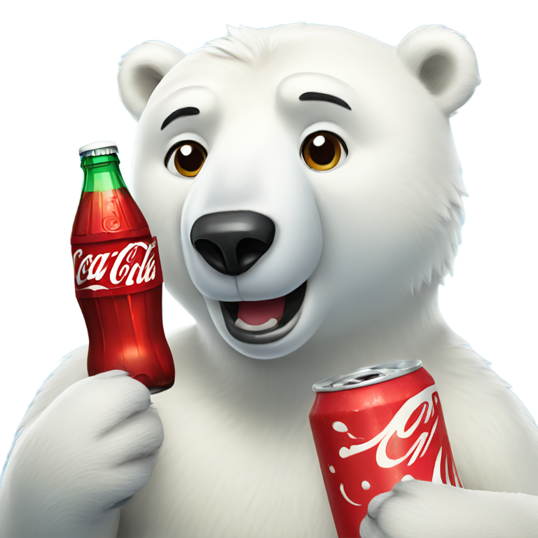 絵文字：コカ・コーラを持つホッキョクグマ