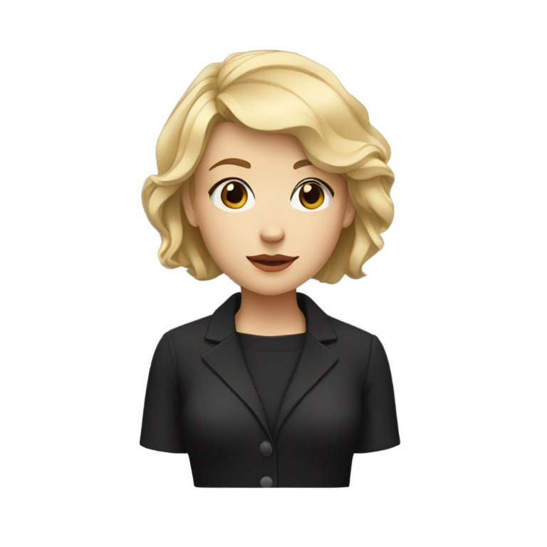 genmoji：一个穿着暗黑学术风衣服的短发金发女孩