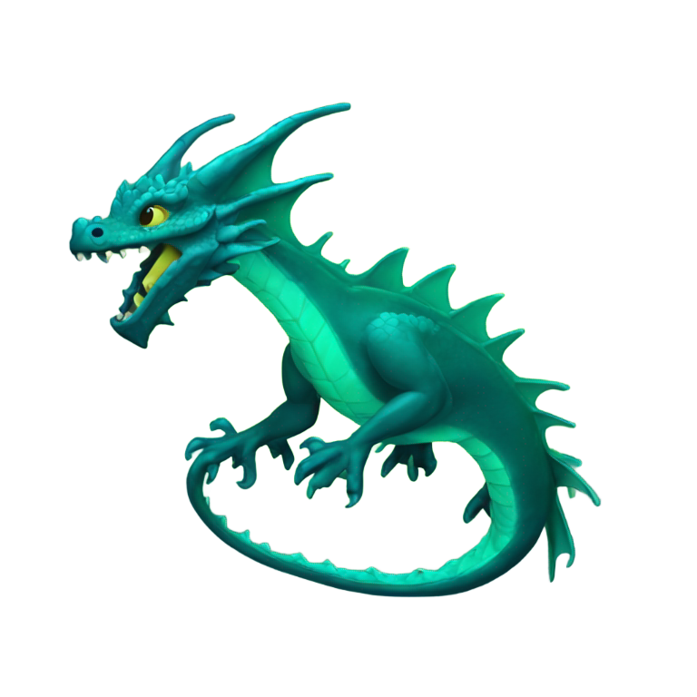 genmoji: A dark green/blue sea dragon with glowing spota