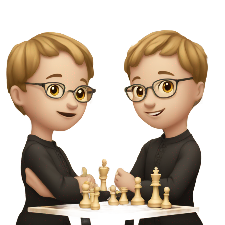 genmoji：唐氏综合征双胞胎在下复杂的国际象棋