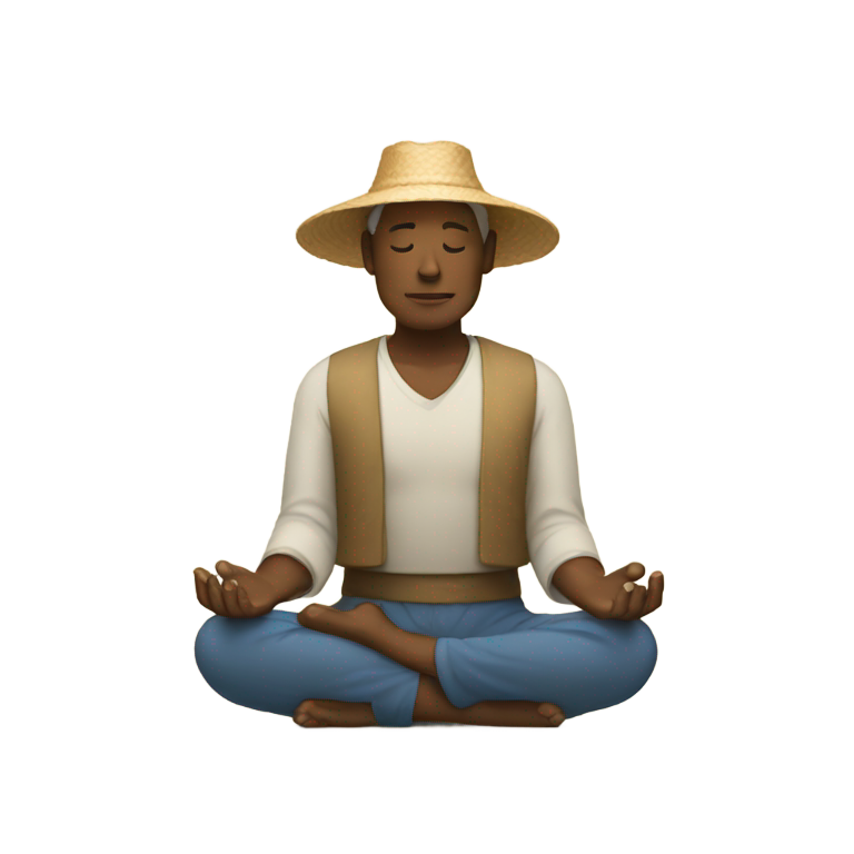 genmoji: Meditating farmer