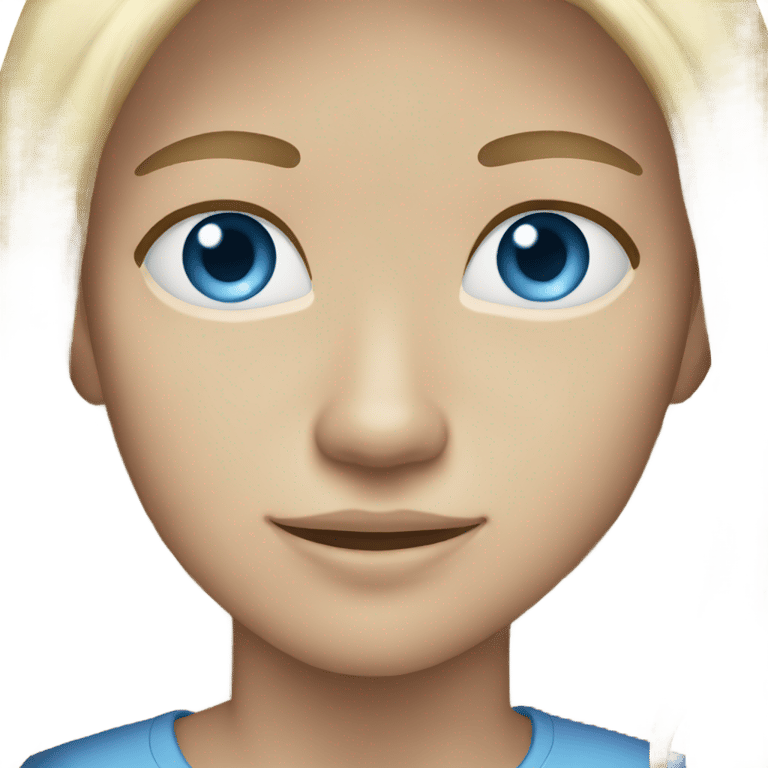 genmoji: Long hair light skin blue eyes