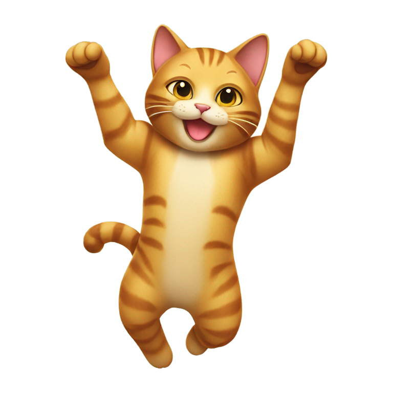 絵文字：仰向けで幸せそうな擬人化猫