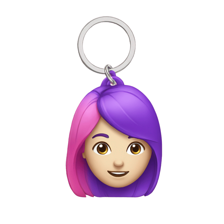 genmoji : a purple & pink keychain