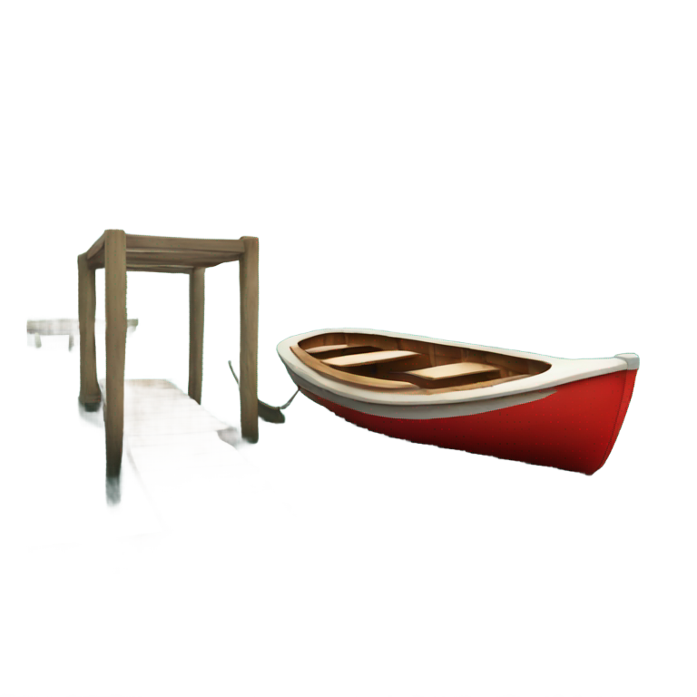genmoji: Small boat next to a boat dock