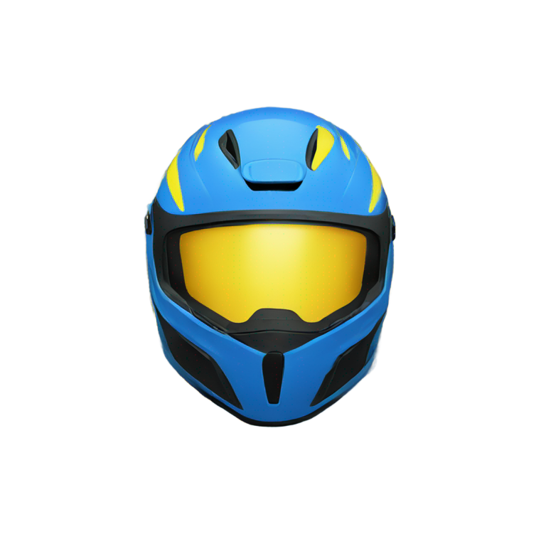 genmoji : Casque de moto jaune et bleu