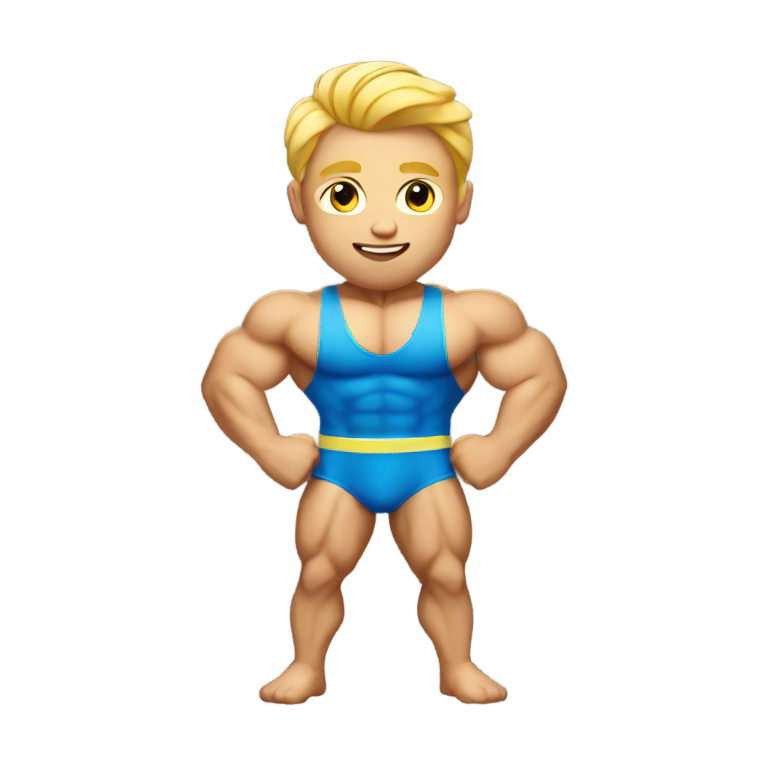 genmoji : Émoji de culturiste blond en maillot de bain