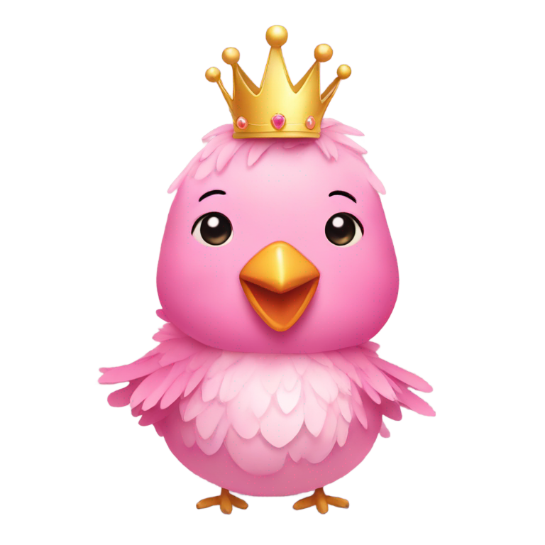 genmoji：可爱的粉色小鸡穿着裙子戴着皇冠