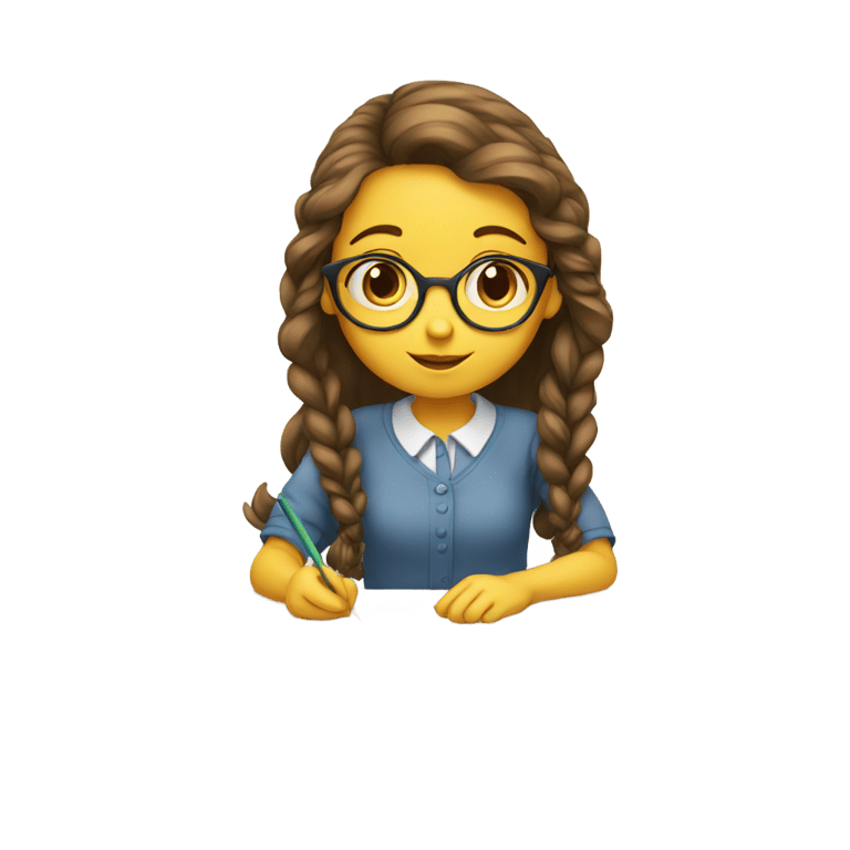 絵文字：A girl doing math test