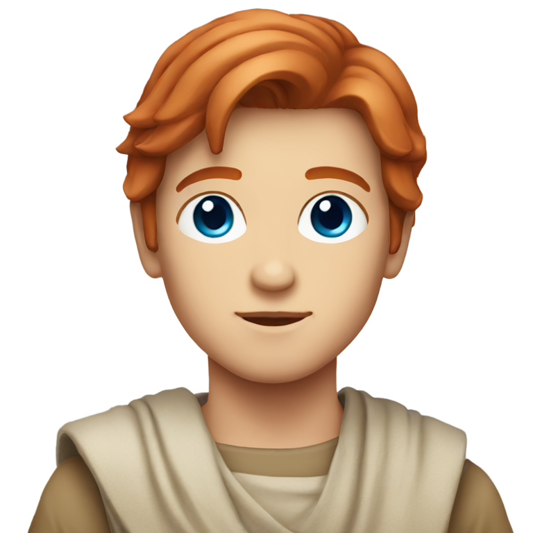 genmoji : Garçon Jedi aux cheveux roux et aux yeux bleus