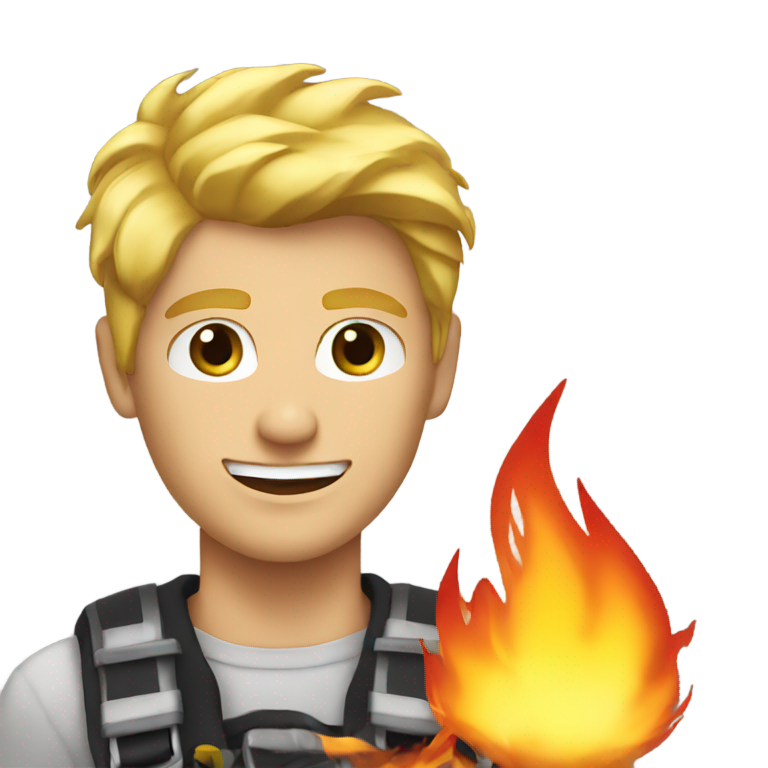 genmoji : Homme blond éteignant un feu