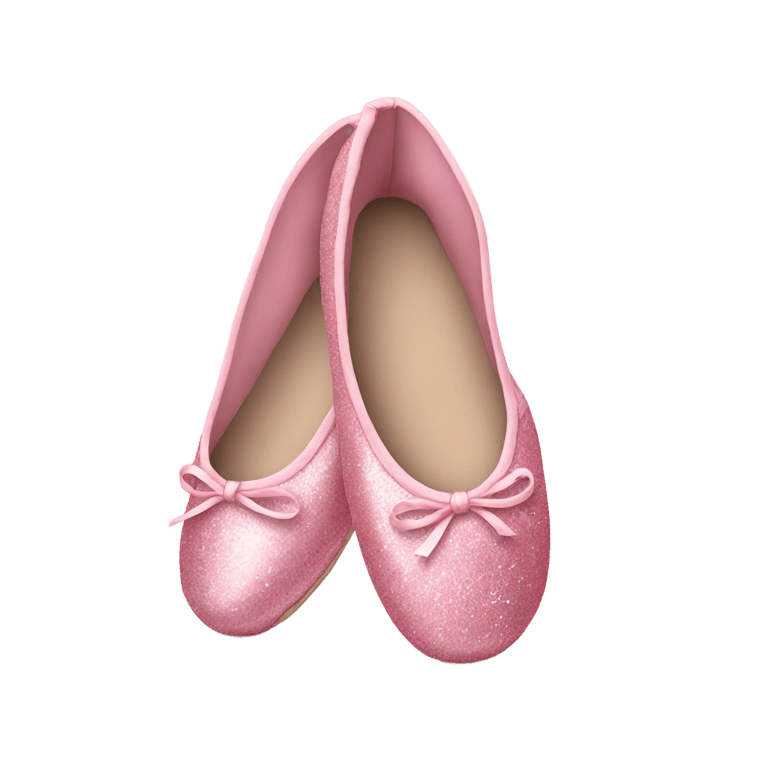 絵文字：Light pink ballet shoes with a dark pink top decorated with silver glitter
