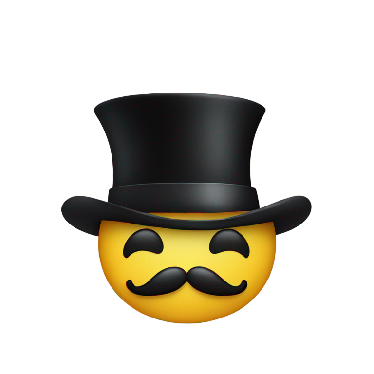 genmoji: a smiley face with a top hat on and a moustache