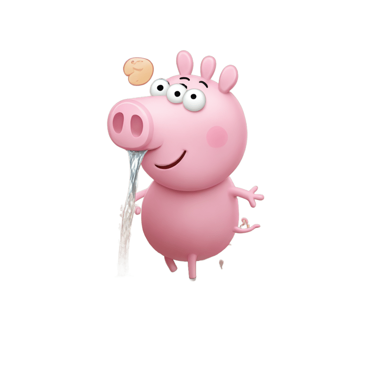 genmoji : Peppa pig drinking water from a muddy puddle in mexico
