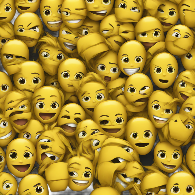 genmoji: the regular yellow emoji face getting gang banged