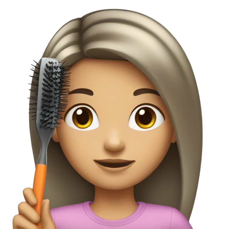 genmoji : Fille avec brosse à cheveux