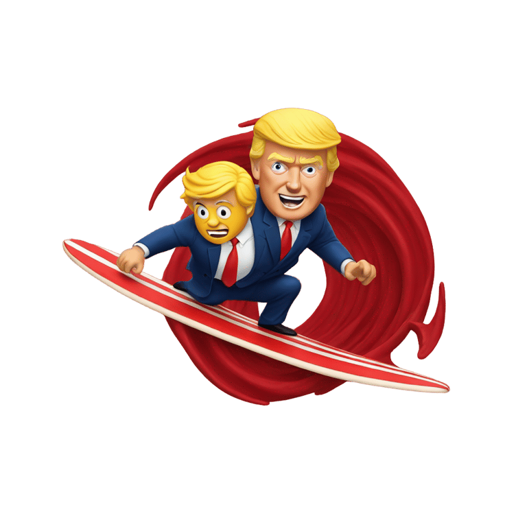 genmoji：trump surfing on a red wave