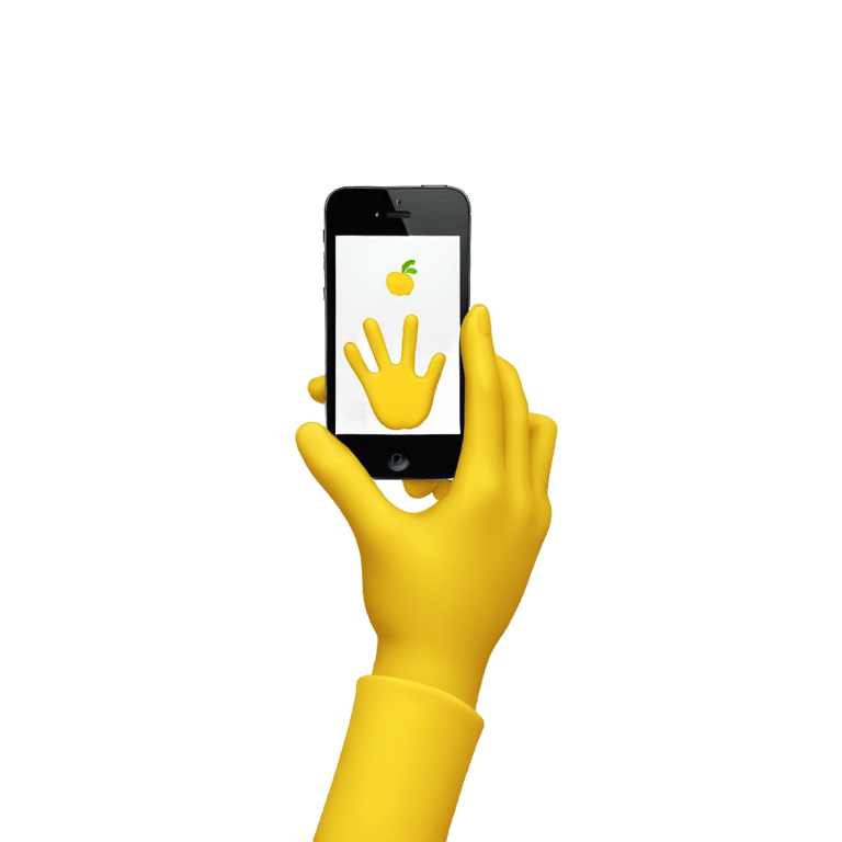 genmoji : Une main jaune tenant un iPhone