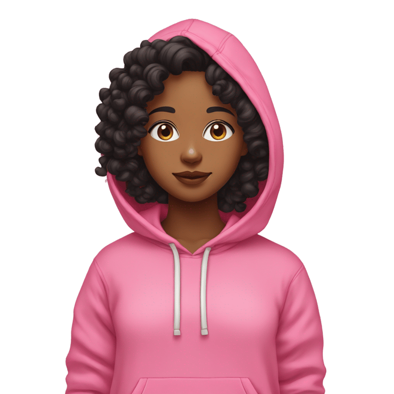 genmoji：中等棕色皮肤的女孩，黑色卷发，肩长，粉红色夹克。