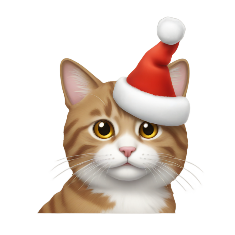 絵文字：クリスマス帽をかぶった猫