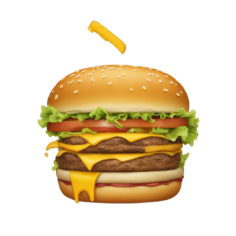 絵文字：ハンバーガーを食べる笑顔の顔、ハンバーガーは笑顔の顔ではない