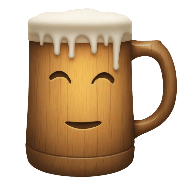 genmoji: foamy wooden mug of beer