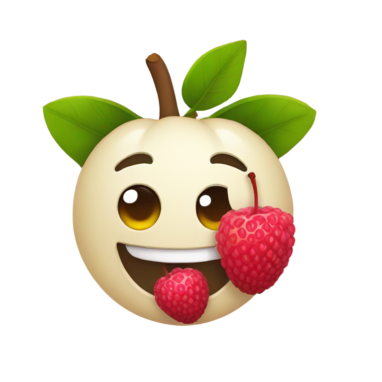 絵文字：ライチを食べる絵文字