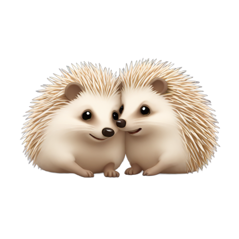 絵文字：抱き合う二匹のハリネズミ