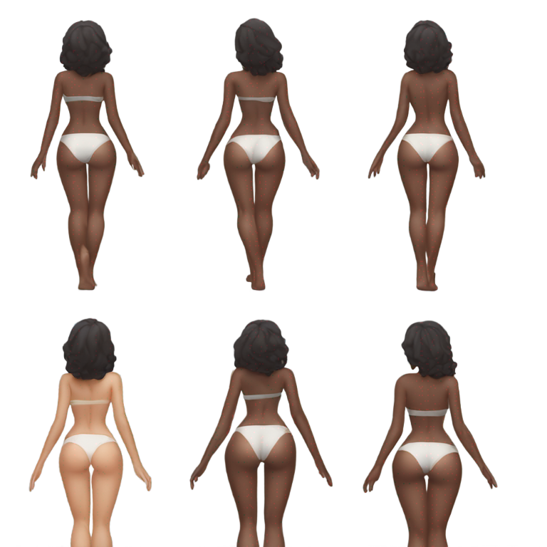 genmoji：超吸引人的女孩身材，穿着极简服饰，露出光裸的臀部。