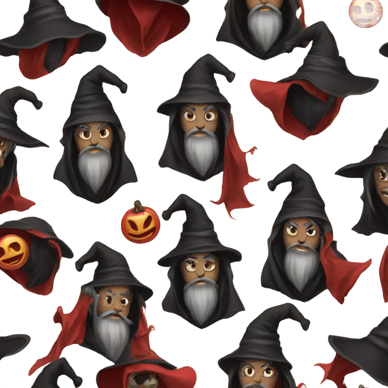 genmoji: red and black gothic vintage wizard