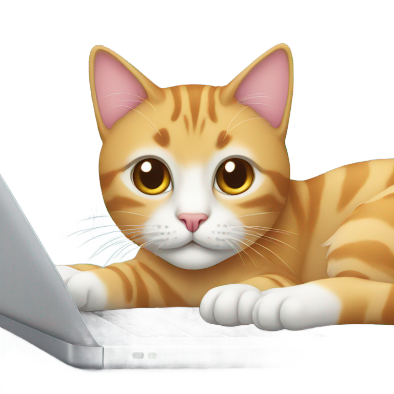 genmoji: cat LAY IN laptop