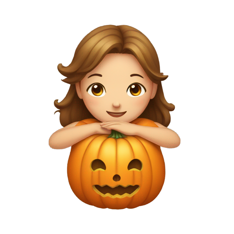 絵文字：かぼちゃを抱く女の子