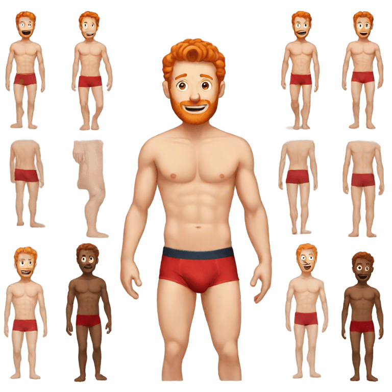 genmoji : shirtless ginger guy wearing red undies