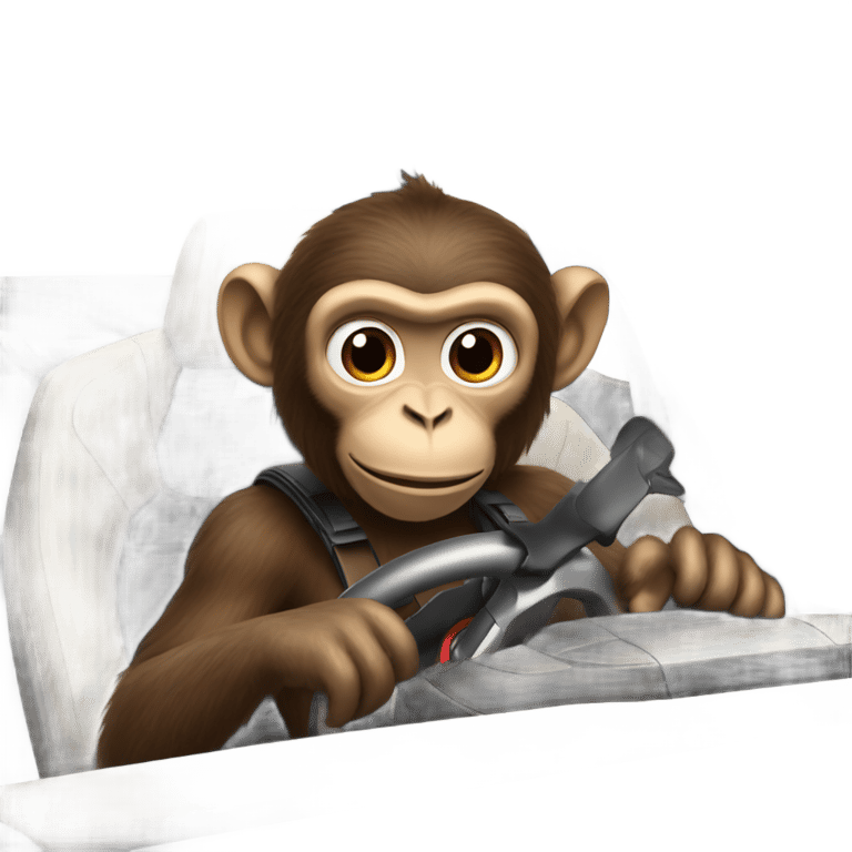 genmoji : Un singe conduisant une Tesla