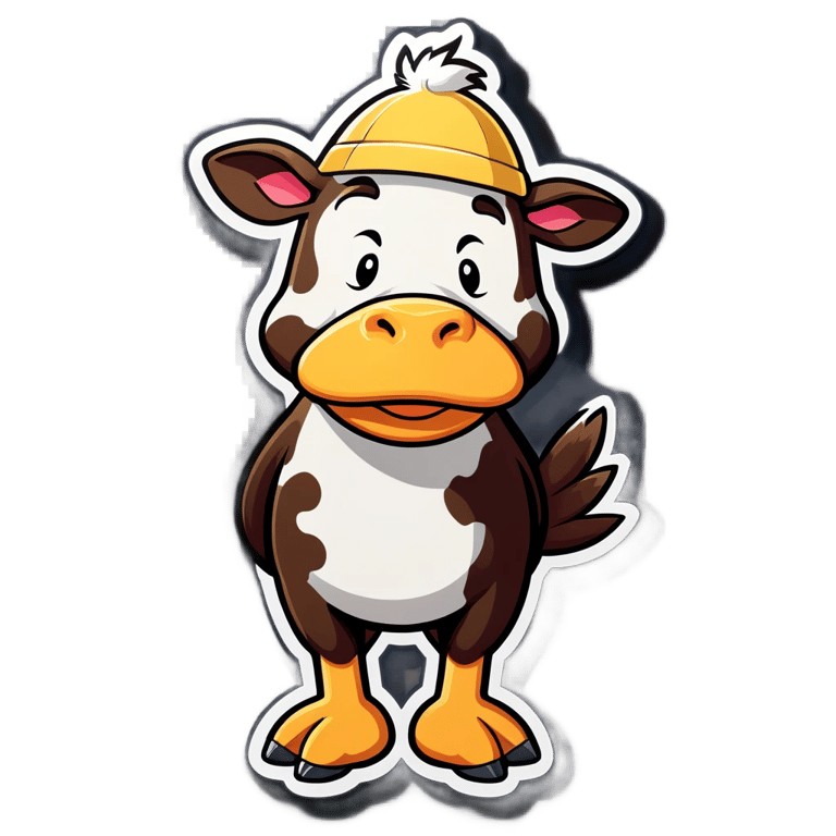 genmoji : Vache avec chapeau de canard