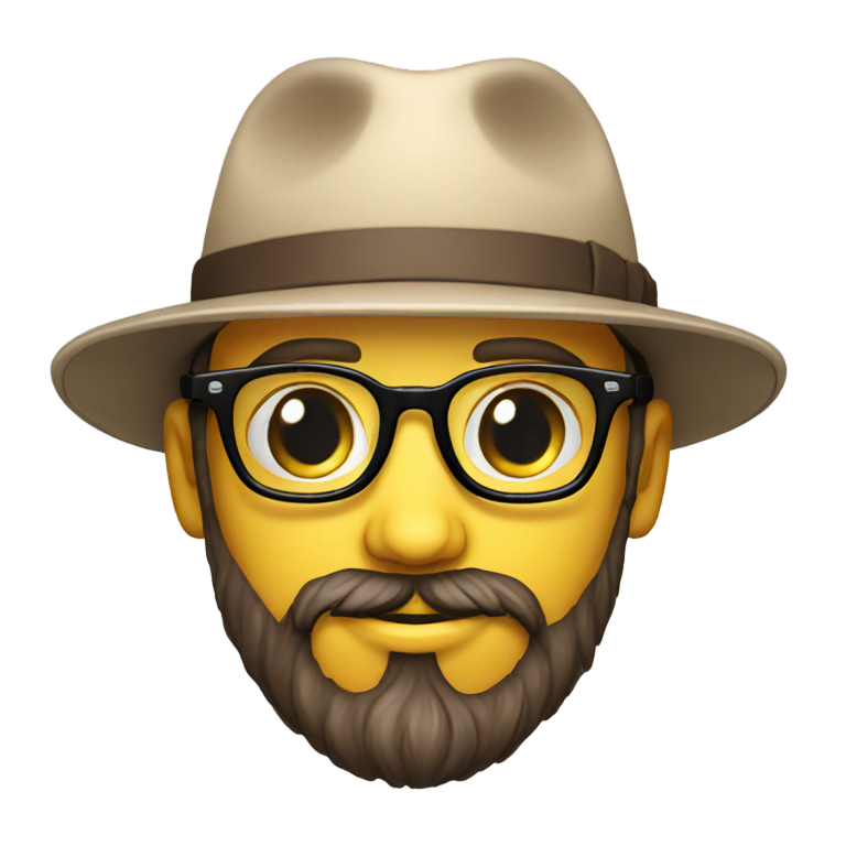 genmoji：戴帽子、留胡子、戴眼镜的年轻摄影师