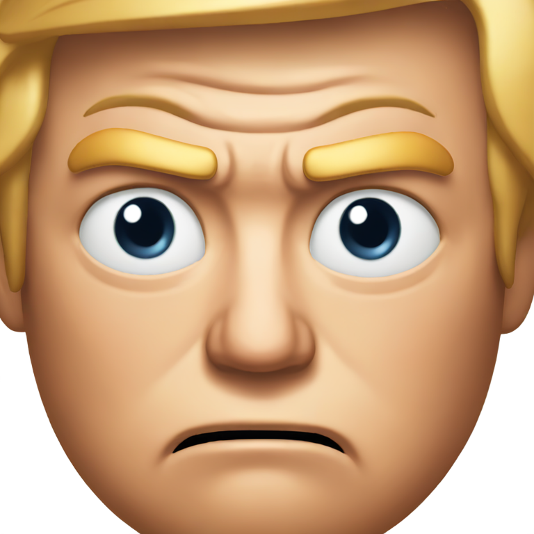 絵文字：オレンジ色の肌で目を細めた怒ったドナルド・トランプ