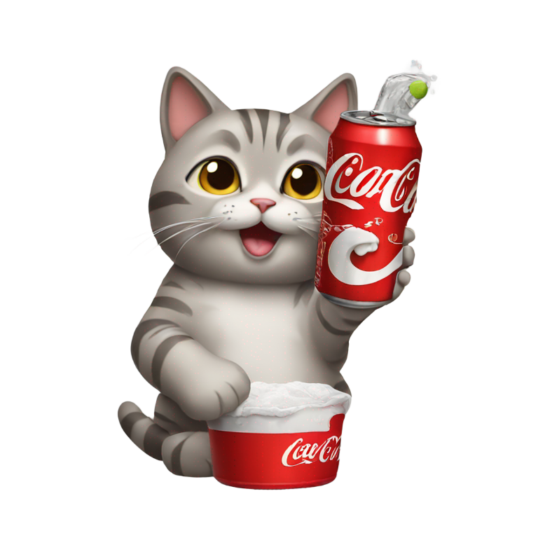 genmoji : Chat tenant une canette de Coca-Cola