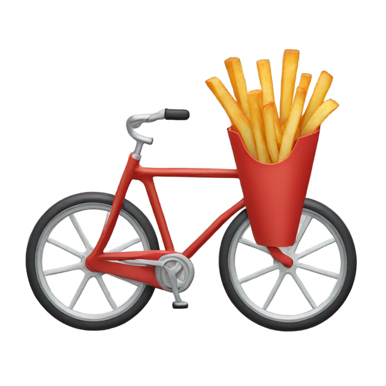 絵文字：フライドポテトが自転車に乗っている