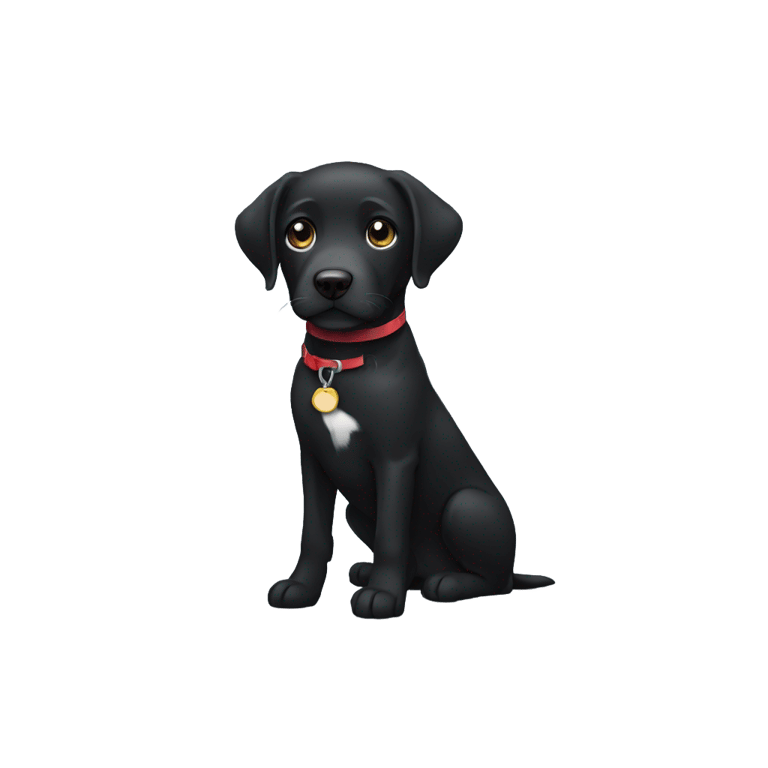 genmoji: a black lab dog with a white strip on his chest