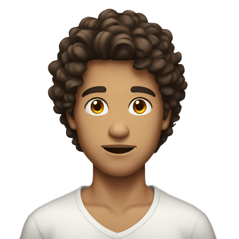 genmoji：年轻男子，蓬松的棕色头发