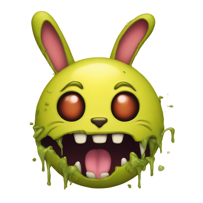 genmoji: Zombie rotting bunny on yellow emoji gasp face