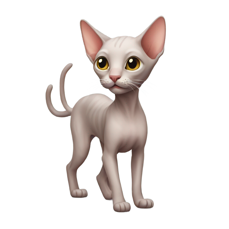 genmoji: ISkinny Hairless cat walking