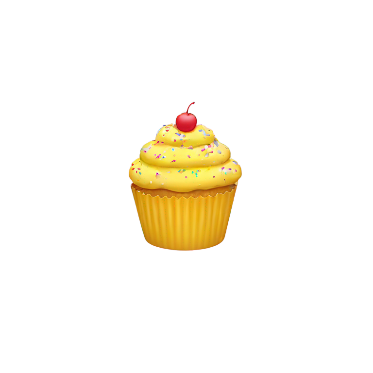 絵文字：スプリンクル付きのイエローカップケーキ