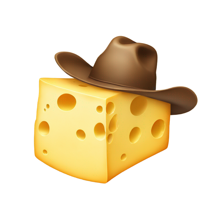 genmoji：a cheese with a cowboy hat on top no face
