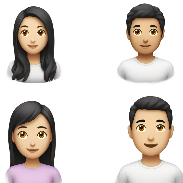 絵文字：3人組の友達：白人、黒人、アジア人