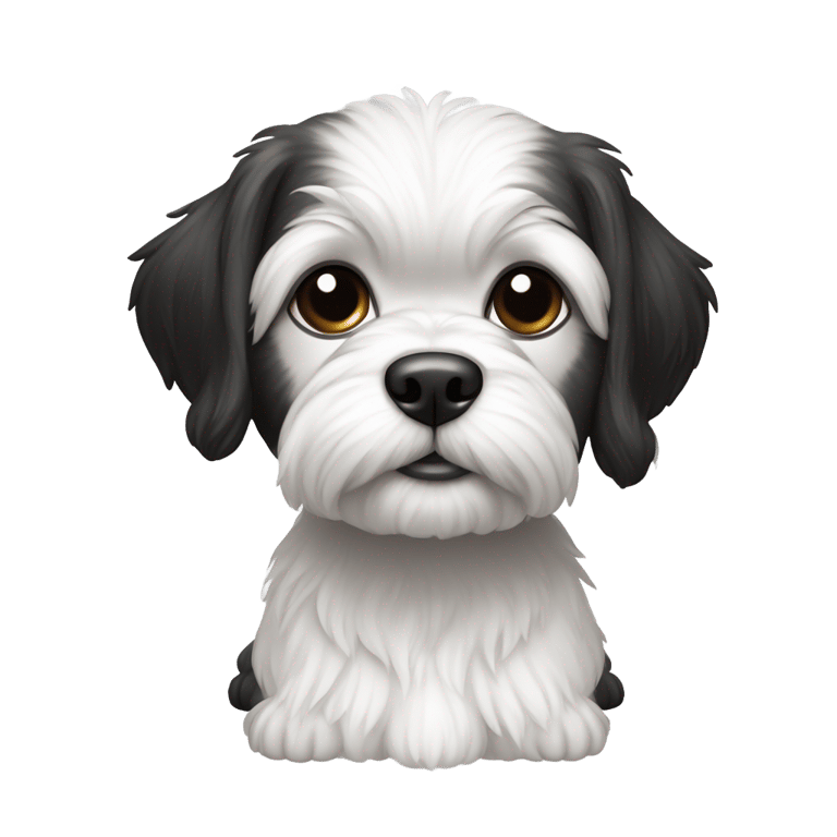 genmoji : crie um cachorro shitzu preto com apenas alguns detalhes em branco