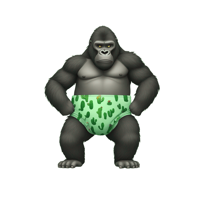 genmoji : big mok gorilla in a green cactus diaper