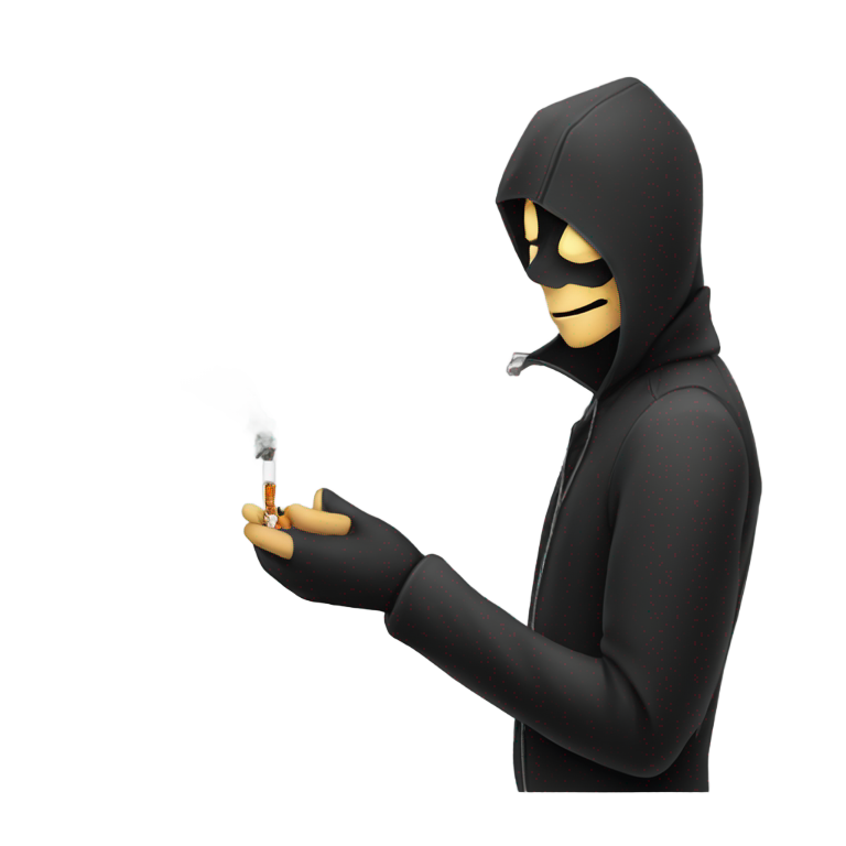 genmoji: evil criminal smoking and hacking