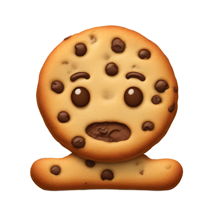 genmoji: a cookie that is comfortable and sitting cross legged. cookie should not have chocolate chips. plain cookie.